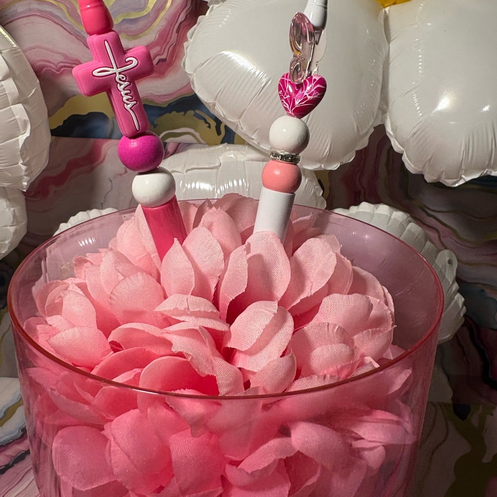 Pink Floral Decor with Heart Accents